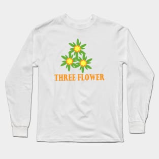 Three Flower Long Sleeve T-Shirt